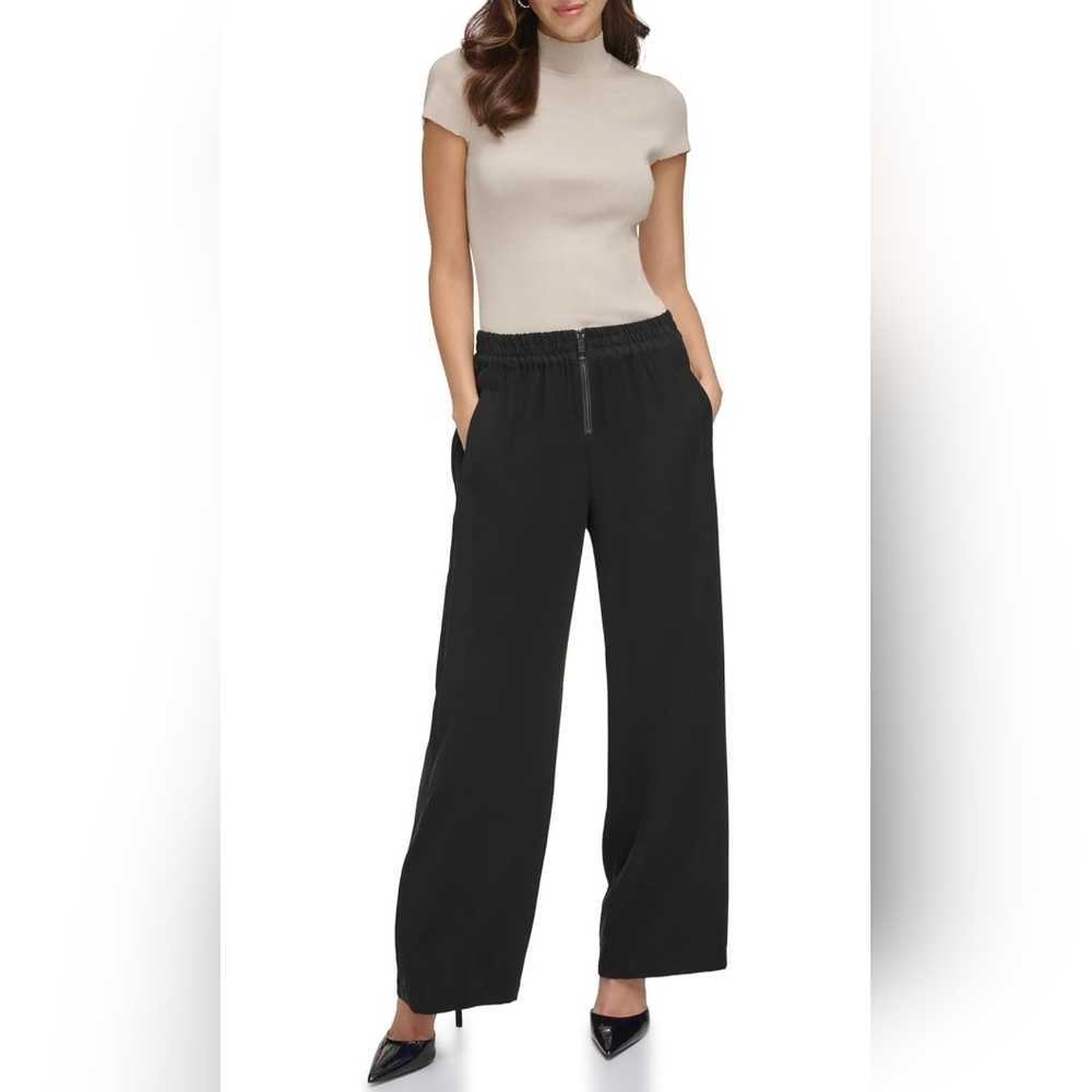 DKNY Women's Black Wide-Leg Pants. Size M